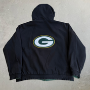 J- Vintage Green Bay Packers NFL Reversible Zip Up heavier Jacket - XL