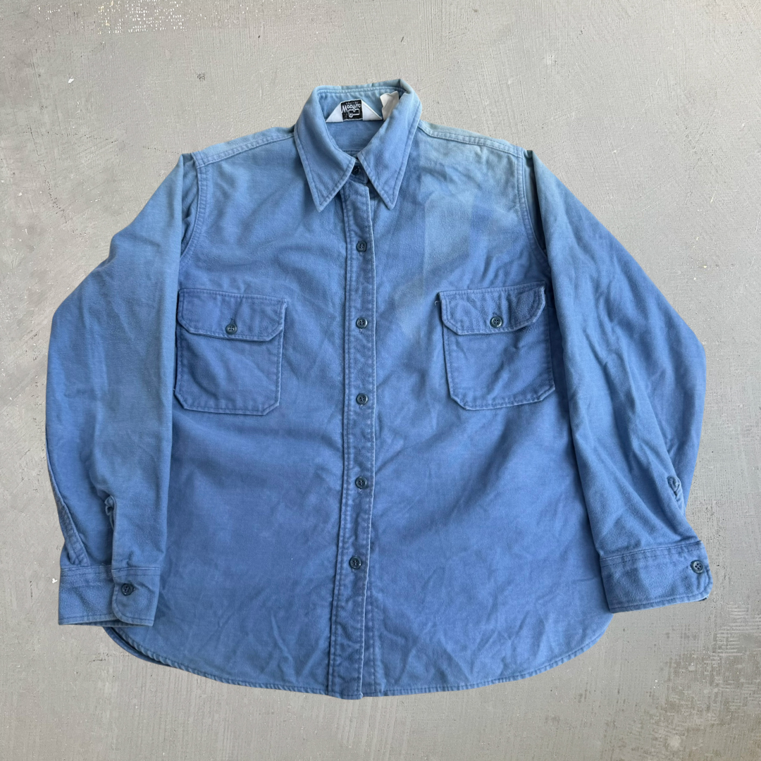 J- Vintage Woolrich Chamois Cloth Baby Blue Button Down Shirt - 6 (fits m/M)