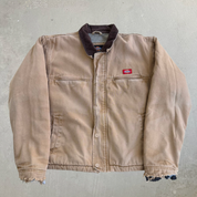J- Vintage 90s Dickies Sherpa Fleece Lined Zip Up Canvas Work Jacket - M