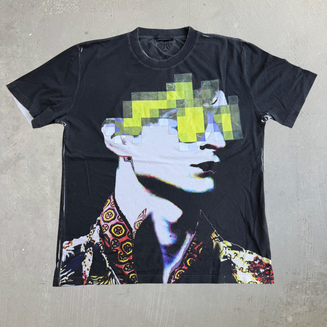 J- Vintage '12 Miuccia Prada S/S Pixelated Portrait Graphic Tee - XL