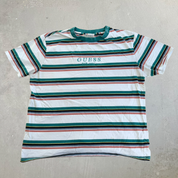 J- Guess Originals Embroidered Text Striped Tee - L