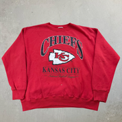 J- Vintage '96 Kansas City Chiefs NFL Nutmeg Graphic & Text Crewneck - 2XL