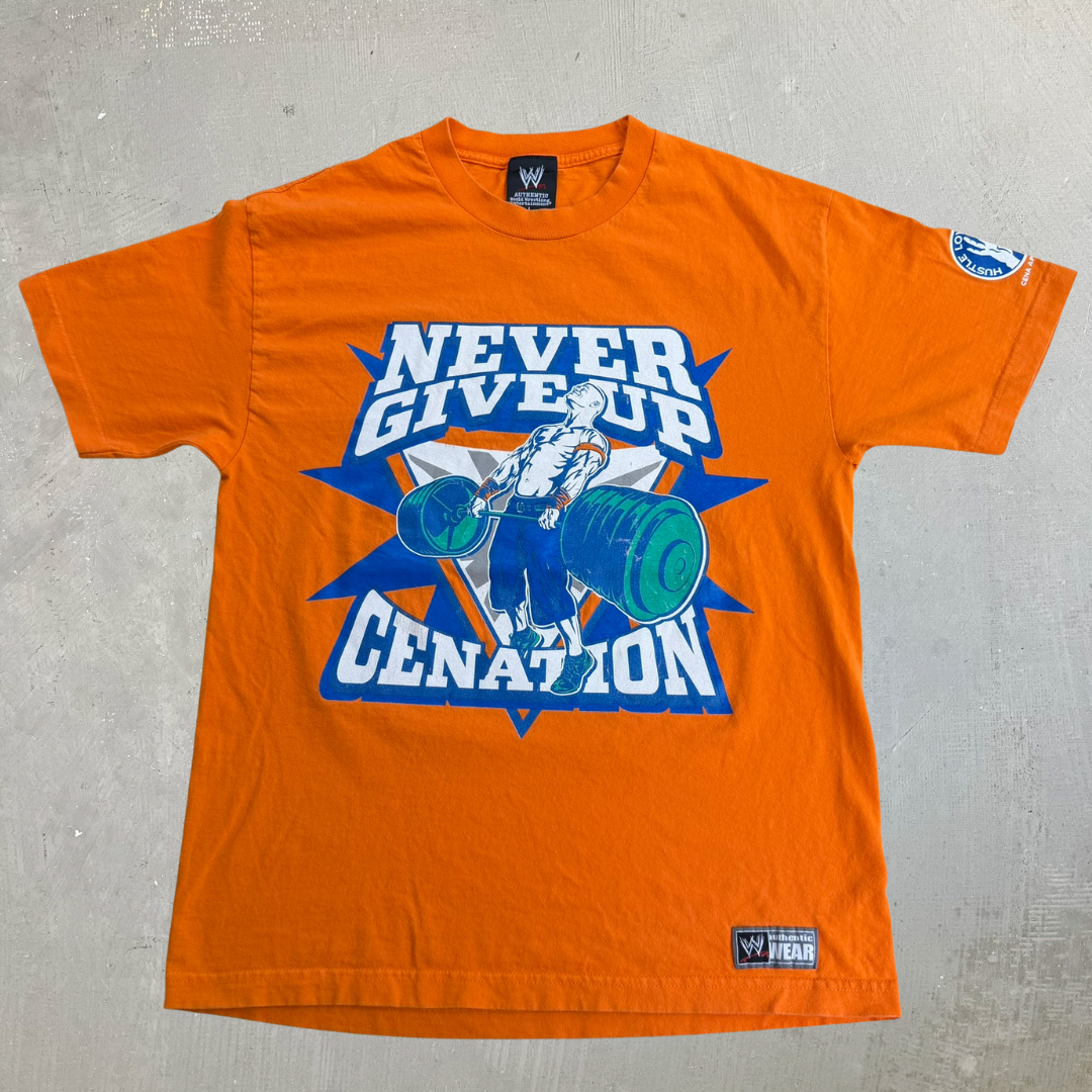 J- Vintage '08 WWE John Cena Never Give Up Cena Nation Graphic Tee - L