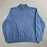 Vintage 90s Polo RL Embroidered Logo Quarter Zip Knit Sweater - 2XL