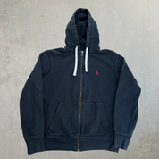 J- Vintage 90s Polo RL Embroidered Logo Zip Up Hoodie - M