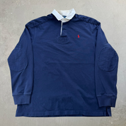 J- Vintage Polo Ralph Lauren Navy Rugby Shirt - XL
