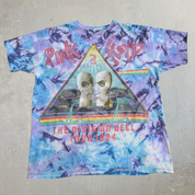 J- Vintage '94 Pink Floyd The Division Bell Tour Graphic Blue/Purple Tie Dye Single Stitch Tee - XL