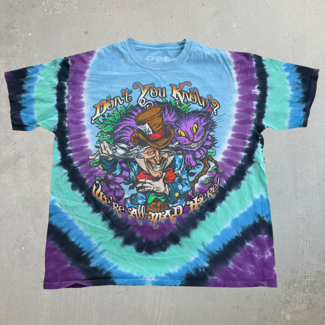 J- '18 Liquid Blue Alice In Wonderland Tie Dye Graphic Tee - XL