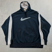 J- Vintage Nike Embroidered Center Swoosh Black Hoodie - XL