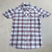 J- Vintage Lee Short Sleeve Western Plaid Pearl Snap Button Down Shirt - L