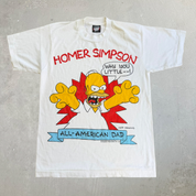 J- Vintage '90 The Simpsons Homer All American Dad Graphic Made In USA Single Stitch Tee - M