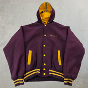 J- Vintage College Marching Band Made In USA Hooded Varsity Jacket - M
