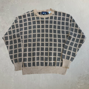 J- Vintage Woods Gray Plaid Like Pattern Knit Sweater - M