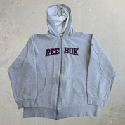 J- Vintage Reebok Embroidered Text Zip Up Hoodie - XL (fits M)