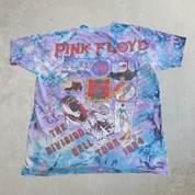 J- Vintage '94 Pink Floyd The Division Bell Tour Graphic Blue/Purple Tie Dye Single Stitch Tee - XL