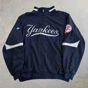 J- Vintage New York Yankees MLB Embroidered Logo Zip Up Lightweight Jacket - 2XL