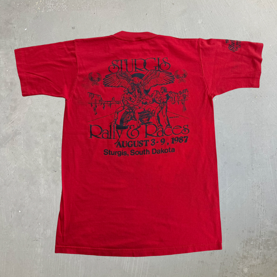 J- Vintage '87 Sturgis Black Hills Motorcycle Rally Graphic Made In USA Single Stitch Tee - S