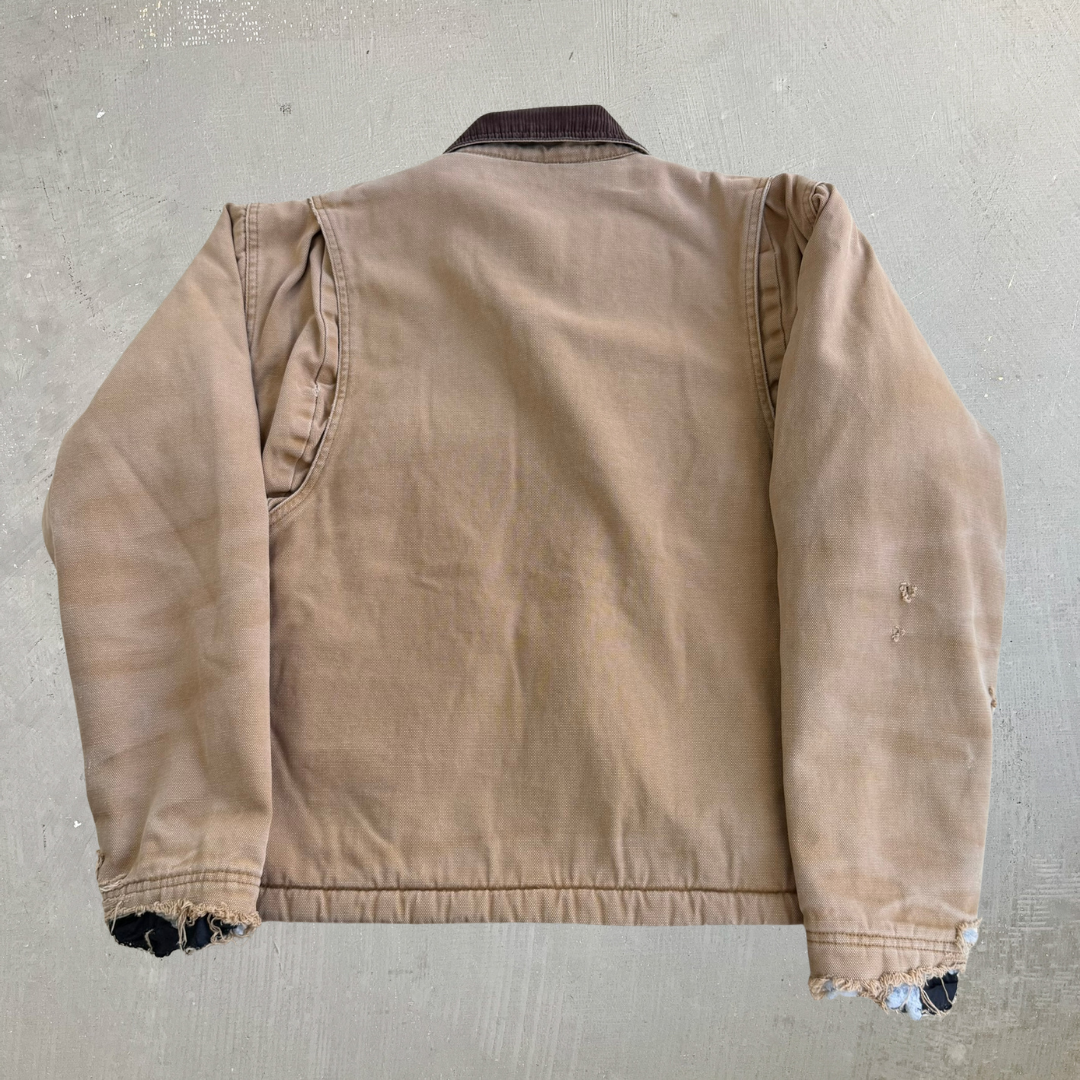 J- Vintage 90s Dickies Sherpa Fleece Lined Zip Up Canvas Work Jacket - M