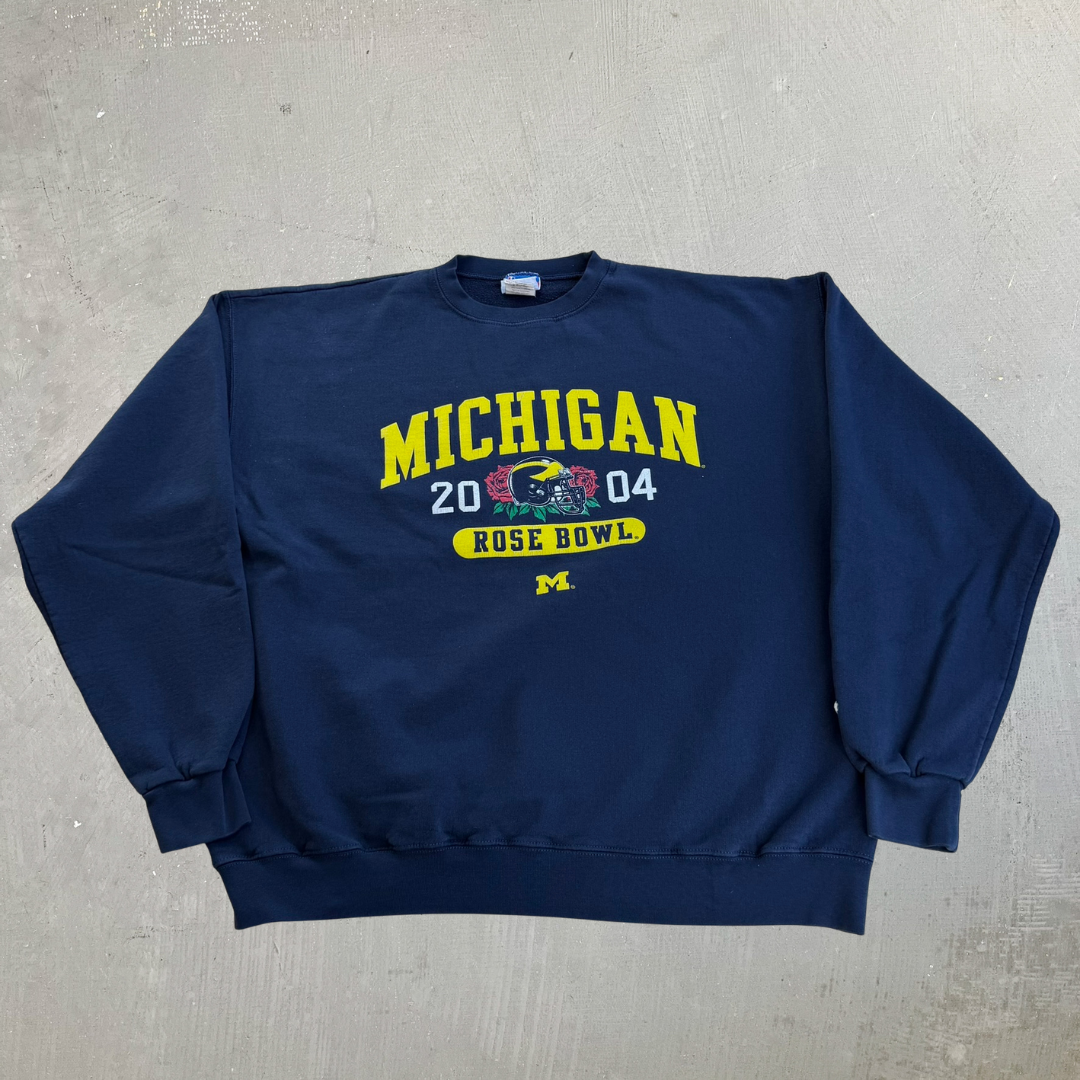 J- Vintage '04 University Of Michigan Rose Bowl Football Graphic Crewneck - XL