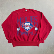 J- Vintage '92 Philadelphia Phillies MLB Logo Graphic Made In USA Crewneck - L