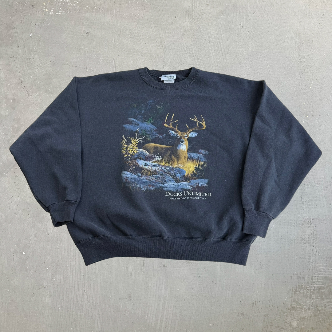 Vintage Marathon Apparel Ducks Unlimited Deer Graphic Crewneck - XL