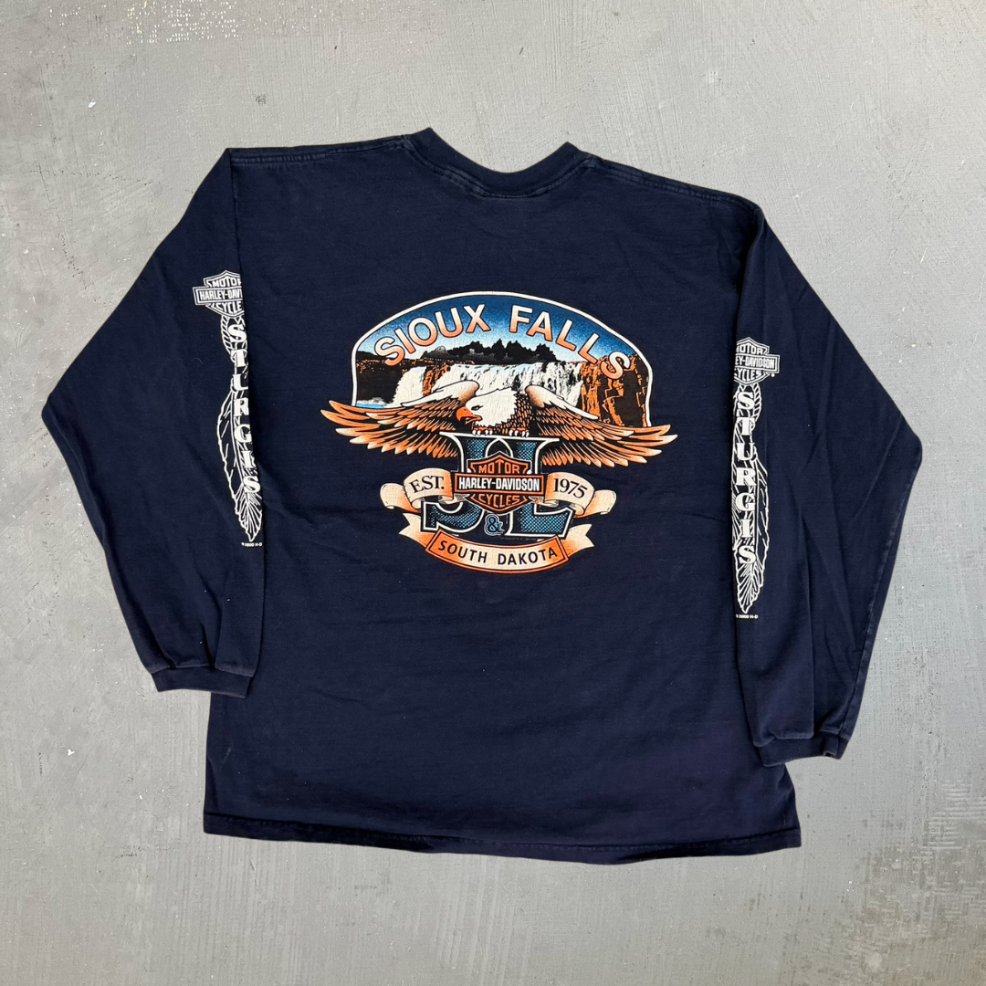 J-  Vintage '00 Harley Davidson Sturgis Black Hills Rally Graphic Made In USA Long Sleeve Tee - XL