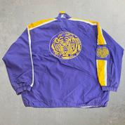 J- Vintage Louisiana State University Tigers Starter Embroidered Text & Logo Lightweight Zip Up Jacket - L