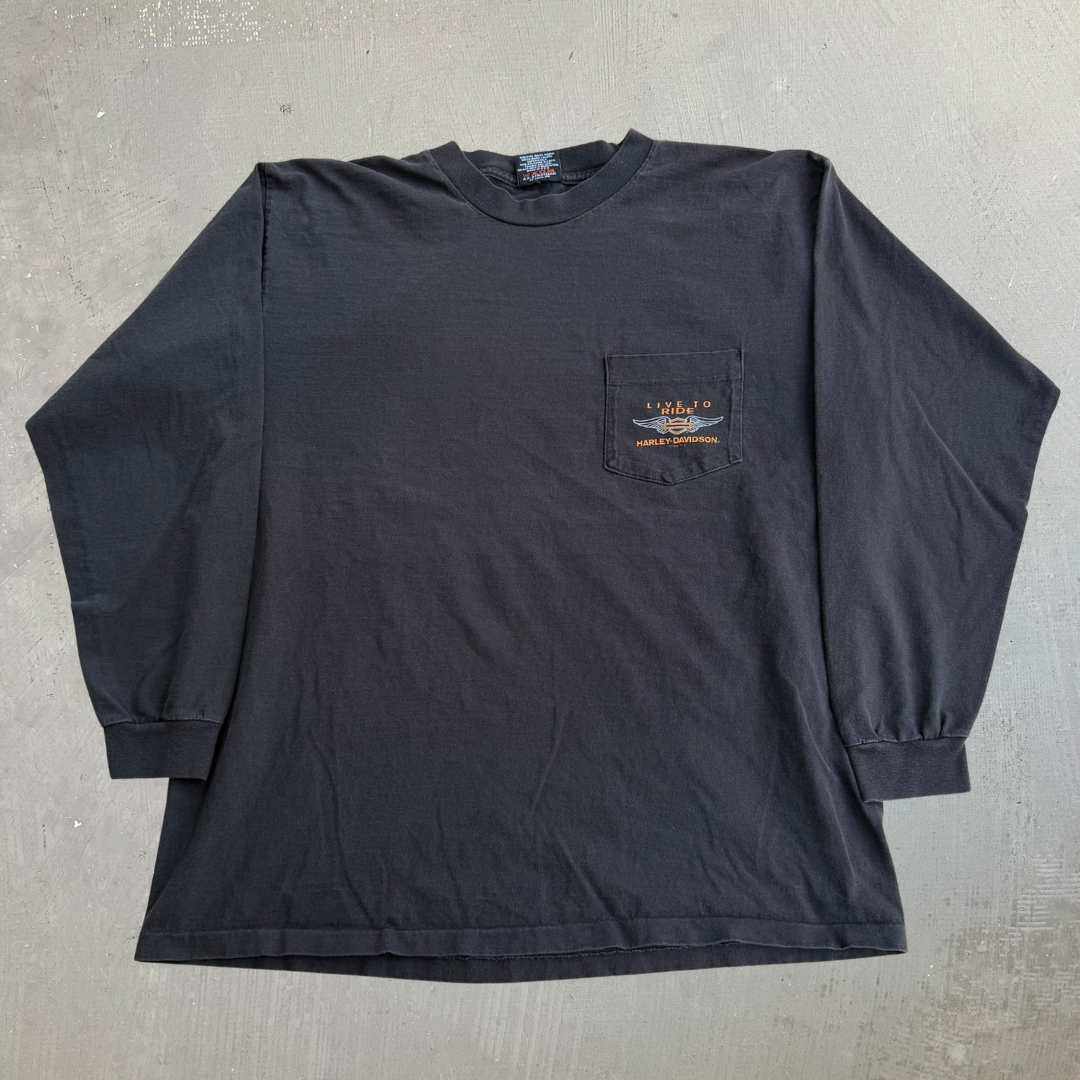 J- Vintage '99 Harley Davidson Golden Gate Bridge Live To Ride Made In USA Long Sleeve Tee - XL