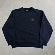 J- Vintage Stussy Gold Cursive Text Logo Crewneck - L