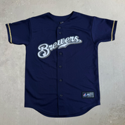 Vintage Youth Milwaukee Brewers Ryan Braun MLB Majestic Made In USA Baseball Jersey - Youth L