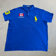 J- Vintage Polo RL Canada Embroidered Flag Text & Logo Short Sleeve Polo Shirt - XL
