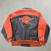 J- Vintage Cleveland Browns NFL Mirage Leather Jacket - XL