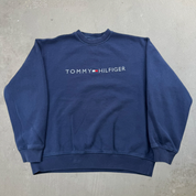 J- Vintage Tommy Hilfiger Embroidered Text & Logo Crewneck - M