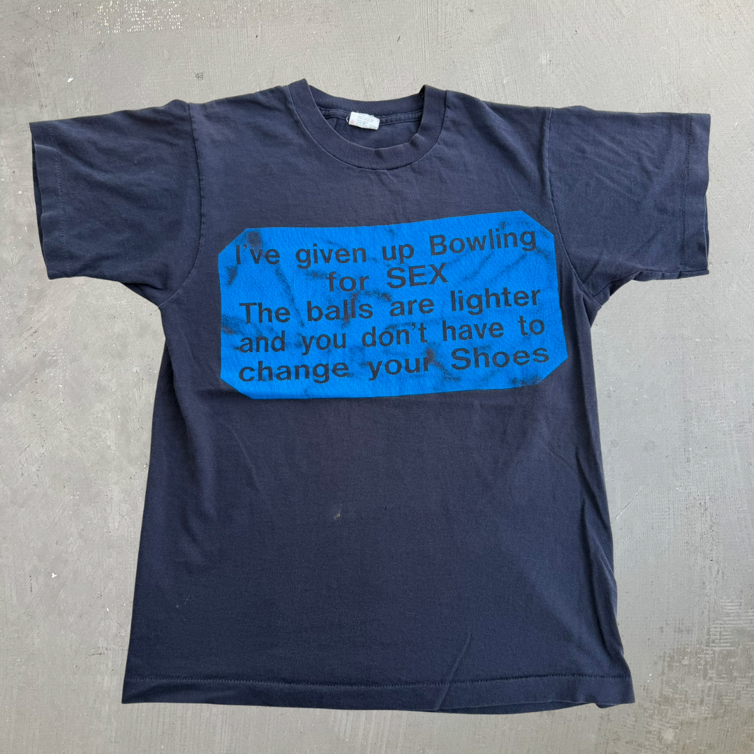 J- Vintage 90s I've Given Up Bowling For Sex Text Single Stitch Tee - M