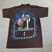 J- Vintage MLK & Obama Believe Text & Graphic Tee - L (fits XL)