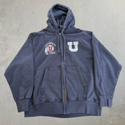 J- Vintage University Of Utah Logo Graphic Zip Up Champion Reverse Weave Hoodie - L