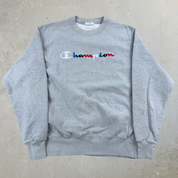 J- Vintage Champion Reverse Weave Embroidered Text Crewneck - M
