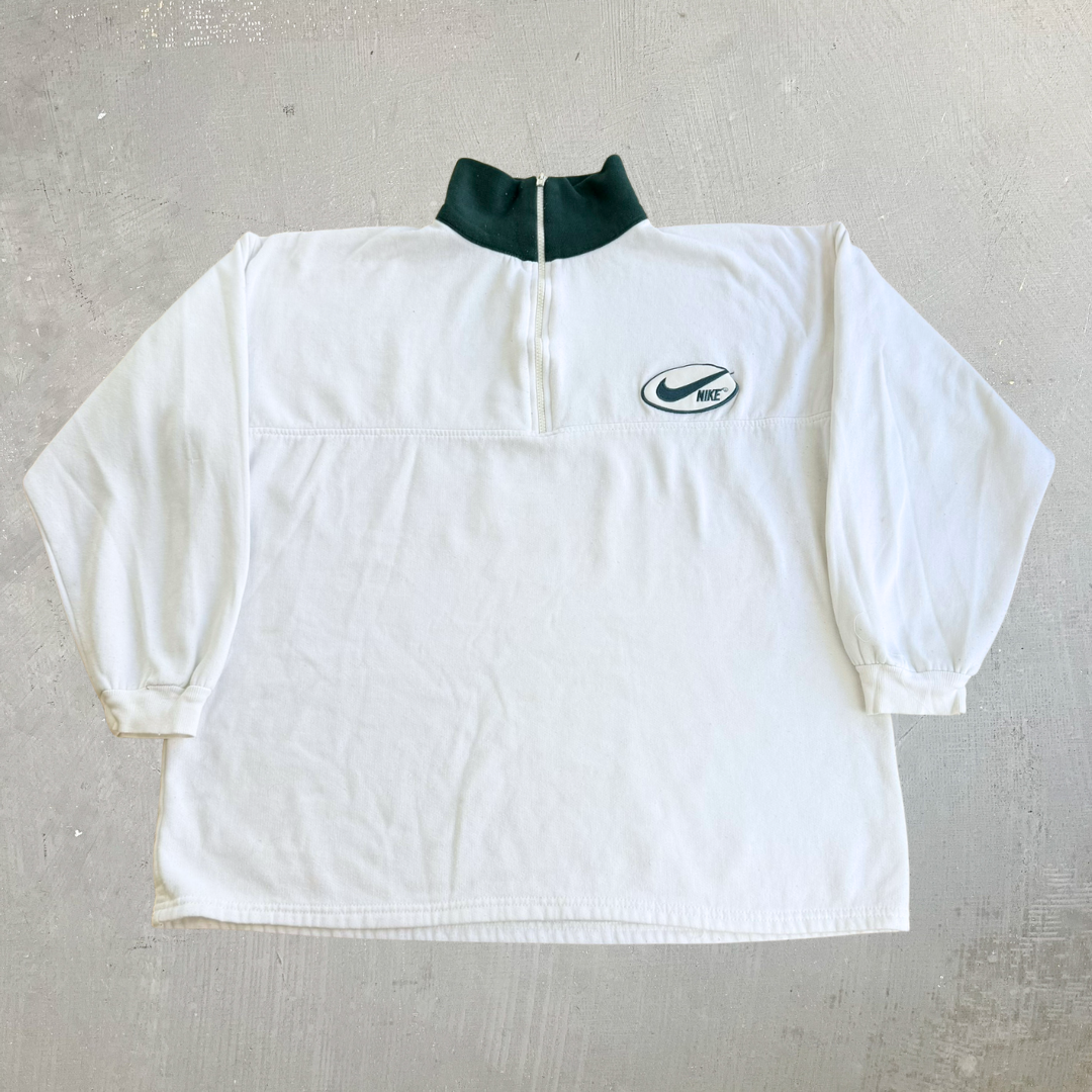 J- Vintage 90s Nike Embroidered Logo Made In USA Quarter Zip Crewneck - L