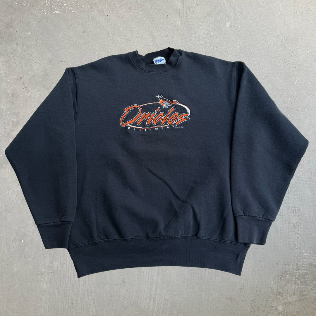 J- Vintage '98 Baltimore Orioles MLB Pro Player Embroidered Logo Made In USA Crewneck - XL