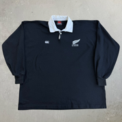 Vintage New Zealand All Blacks Embroidered Logo Long Sleeve Rugby Shirt - XL