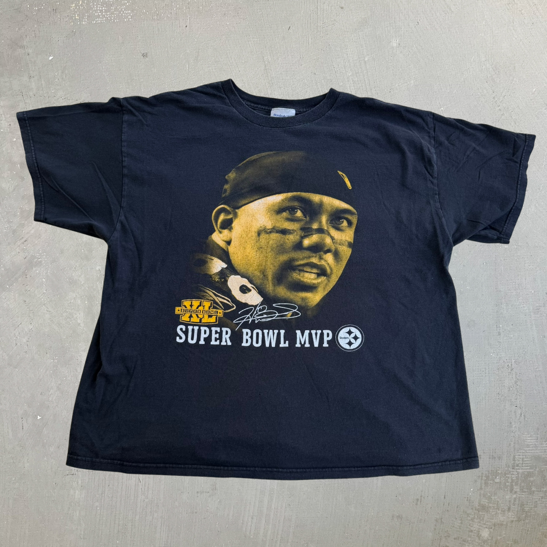 J- Vintage Pittsburgh Steelers NFL Hines Ward Super Bowl 40 MVP Picture Graphic Tee - 2XL