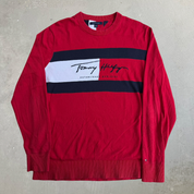 J- Vintage Tommy Hilfiger Embroidered Logo Knit Sweater - XL