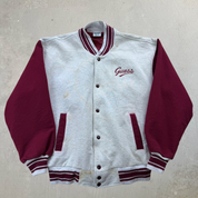 J- Vintage Guess Embroidered Text Made In USA Varsity Jacket - L