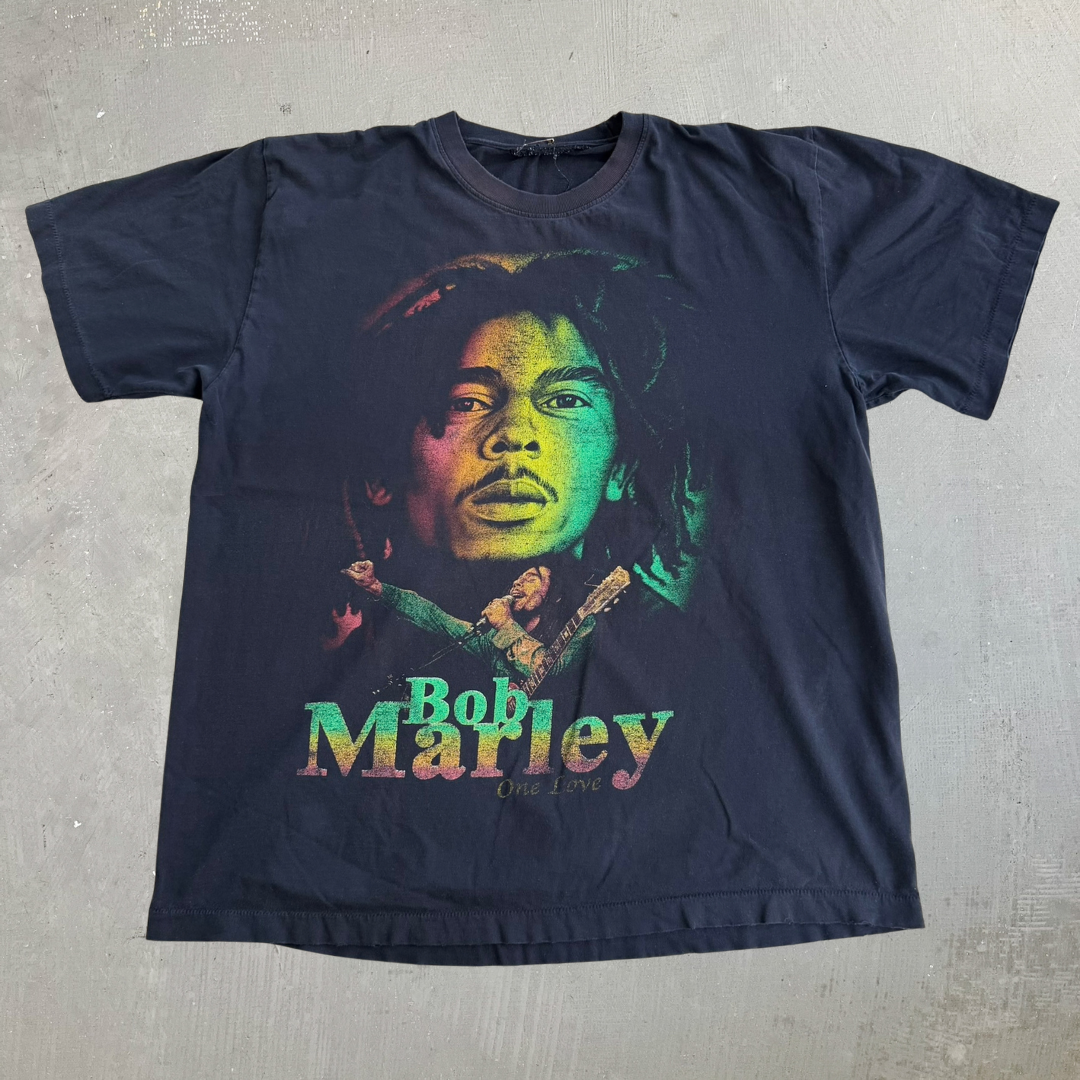 Vintage Bob Marley One Love Picture Graphic Single Stitch Tee - XL