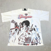 J- Vintage Cezer Gangsta Text & Jumbo Print Tee - XL
