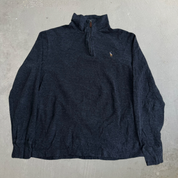 J- Vintage Polo RL Embroidered Logo Quarter Zip Knit Sweater - S