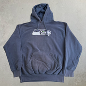 J- Vintage Seattle Seahawks NFL Embroidered Logo Hoodie - L