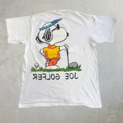 Vintage 90s Peanuts Snoopy Joe Golfer Graphic Made In USA Single Stitch Tee - L