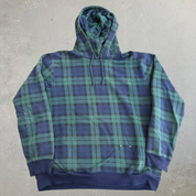 J- Vintage 90s Polo RL All Over Plaid Navy/Green Hoodie - XL