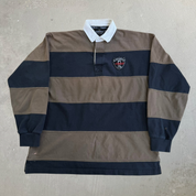 Vintage Guinness Beer Embroidered Logo Long Sleeve Rugby Shirt - L